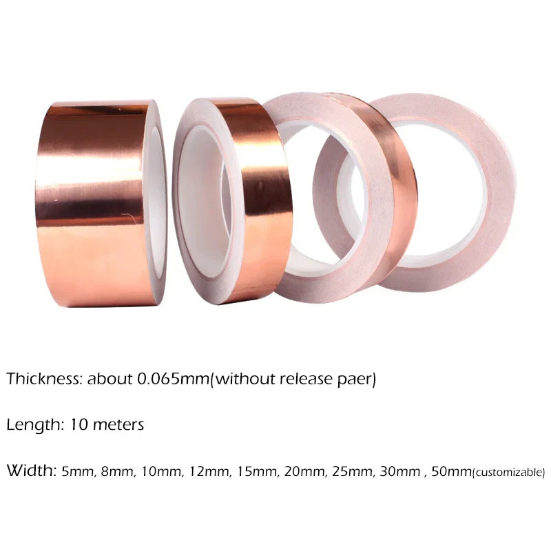 DIY Copper Foil Tape EMI Shielding Doubel Side Conductive Repair Adhesive Tape Snail