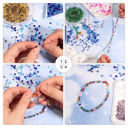 100Pcs 4MM Glass Bicone Shaped Beads Faceted Crystal Beads for for Jewelry Making Bracelet Nacklace Earrings DIY Beading